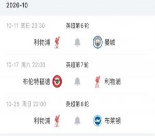 略显妖怪利物浦未来四轮连踢现英超前四：城枪+小蜜蜂海鸥
