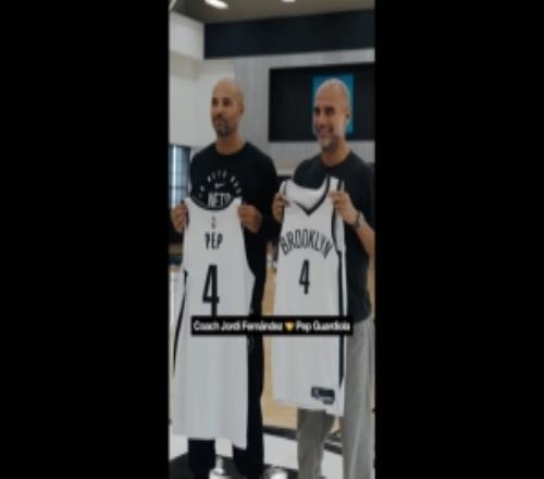 传奇联动！瓜帅与NBA布鲁克林篮网主帅晤面，获赠篮网4号球衣