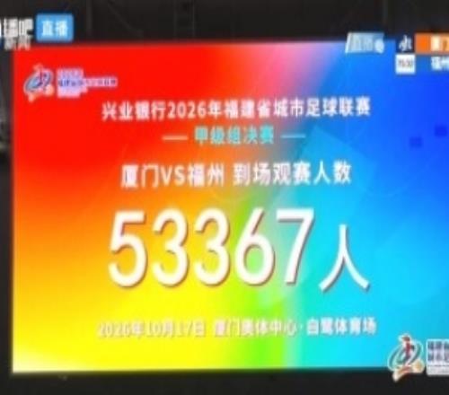 创赛事纪录！闽超决赛厦门vs福州到场观赛人数达53367人